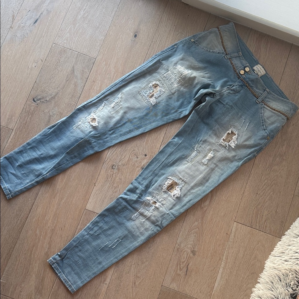 Light Blue Distressed Skinny Jeans